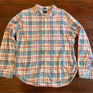 J. Crew Factory Blue and Red Plaid Button Down Shirt Flannel